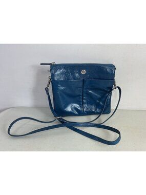 Blue Leather Crossbody Bag Purse Made in Italy